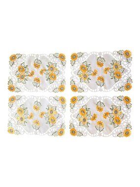 Creative Linens Fall Sunflower Placemats Cutwork Set Of Four New Without Tags
